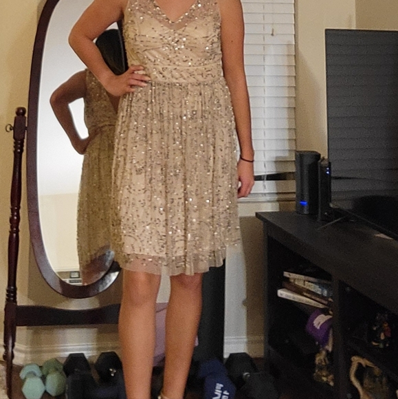 Adriana Pappell Sequin Gold Dress - Picture 3 of 3